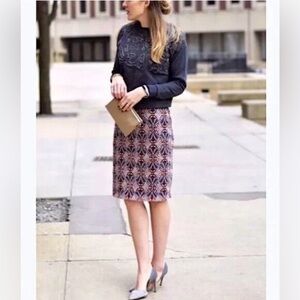 Anthropologie Moulinette Soeurs Svetla Crochet Lace Pencil Skirt blue pink 6